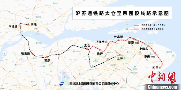 沪苏通铁路线路走向示意图。　殷超制图 摄