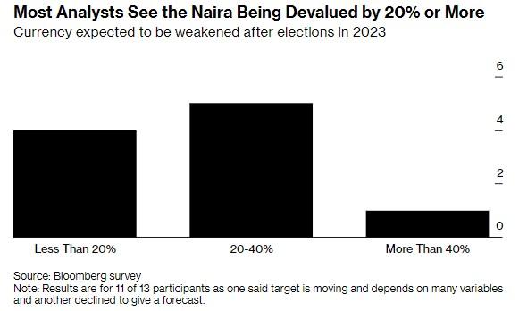 尼日利亚货币可能出现六年来最大贬值 2023年或跌超30%