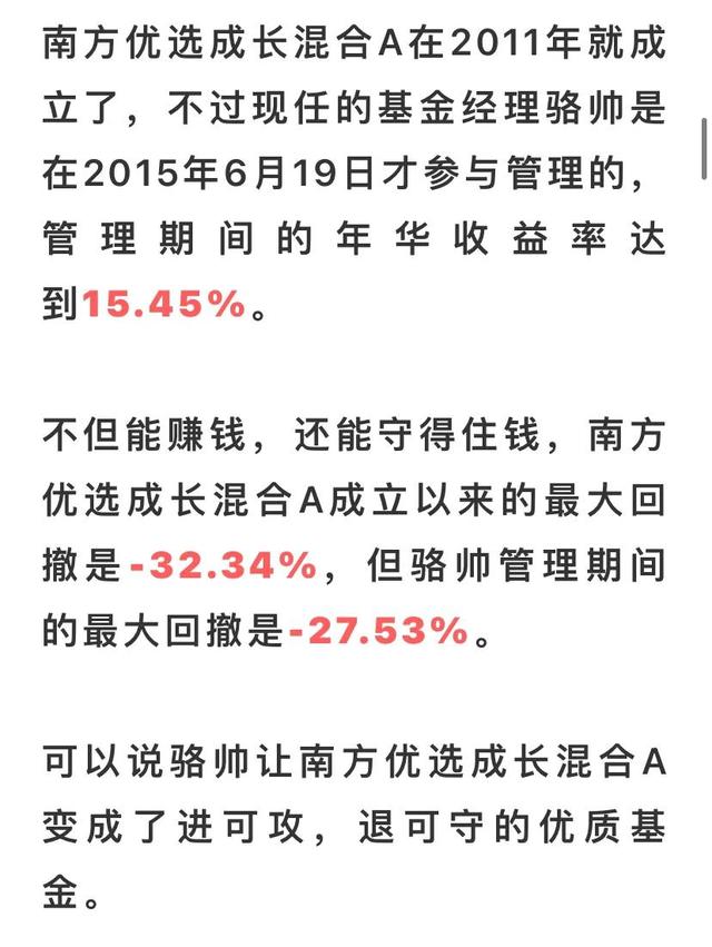 基金测评：南方优选成长混合A（202023）