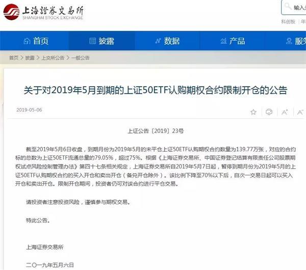 50ETF认购期权被“限制开仓” 所为何因看五大权威解读