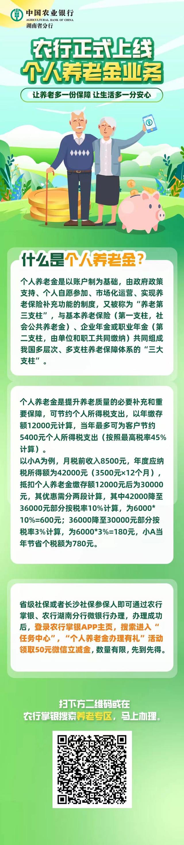 农行湖南分行正式上线个人养老金业务 让养老多一份保障