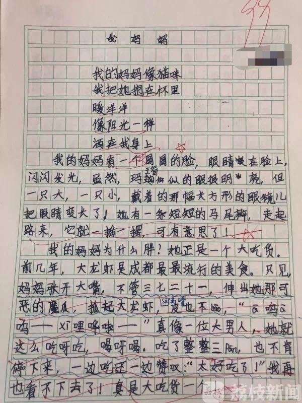 求妈妈的心理阴影面积，小学生作文写了妈妈那么多秘密