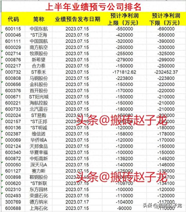 避雷针！上半年亏损最多的30只个股