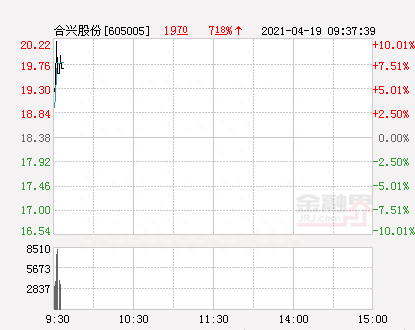 快讯：合兴股份涨停 报于20.22元