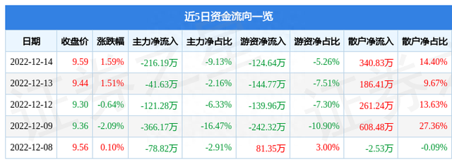 百大集团（600865）12月14日主力资金净卖出216.19万元