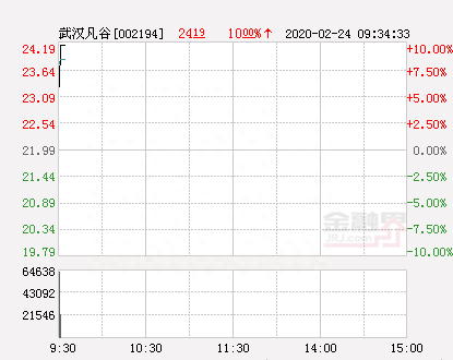 快讯：武汉凡谷涨停 报于24.19元