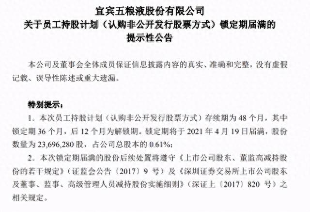 总浮盈5.55亿、一手赚2.3万！五粮液员工股票即将解禁 持股者称不到500元不减持