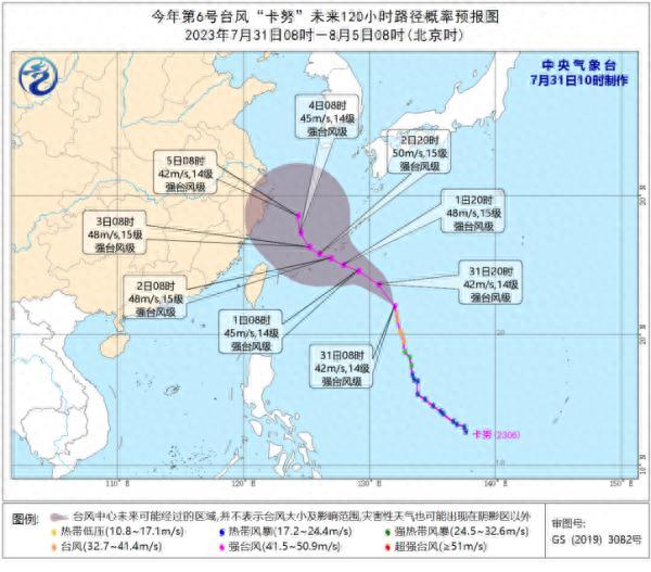 “卡努”要转弯了已升级为强台风级，路径大调整