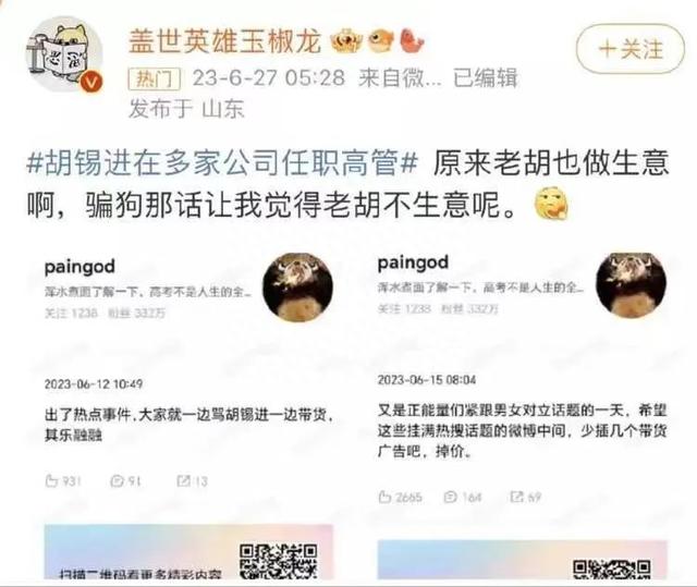 吴晓波禁言与胡锡进炒股