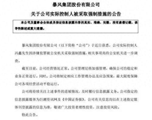 当年上市36个涨停板，市值过400亿的暴风，CEO被抓了