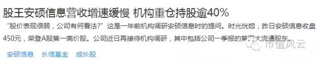 请远离这些基金经理！A股第一高价股安硕信息“真相”