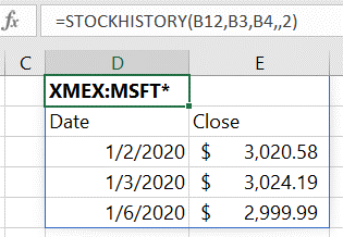 Excel新增STOCKHISTORY函数：可显示指定时间段内的股价历史数据