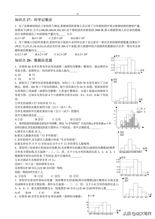 初中数学知识点总结，中考满分必备，满满的干货！