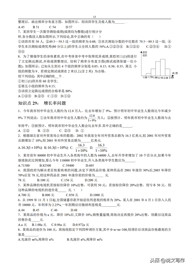 初中数学知识点总结，中考满分必备，满满的干货！