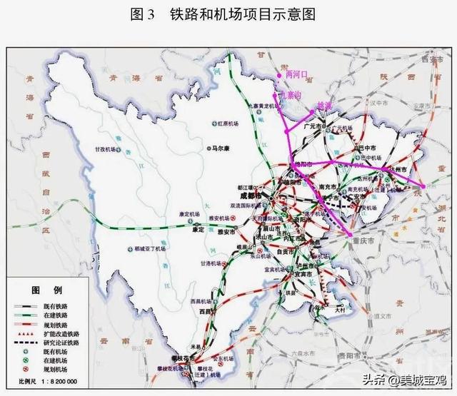 四川省铁路规划图，各城市高铁网络非常发达，宝鸡网友十分羡慕