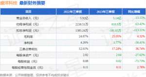 603703-盛洋科技（603703）2023年三季报简析：净利润减6342%，三费占比上升明显