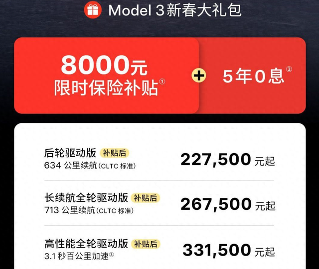 限时8000元保险补贴，全球市场最便宜，Model 3现在买划算吗？